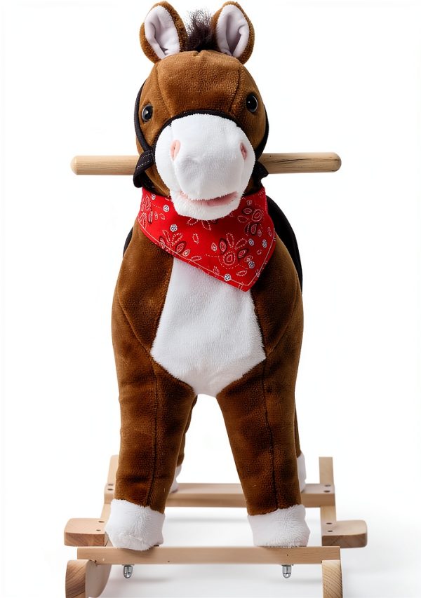 Rocking Horse Aosom Plush Red Scarf Kids Toy-7