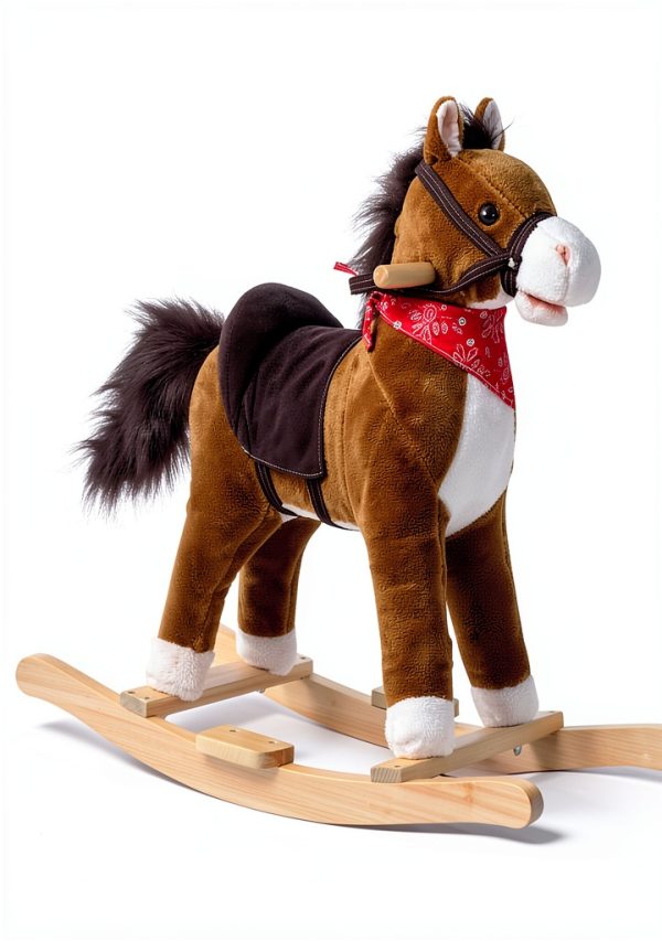 Rocking Horse Aosom Plush Red Scarf Kids Toy-6
