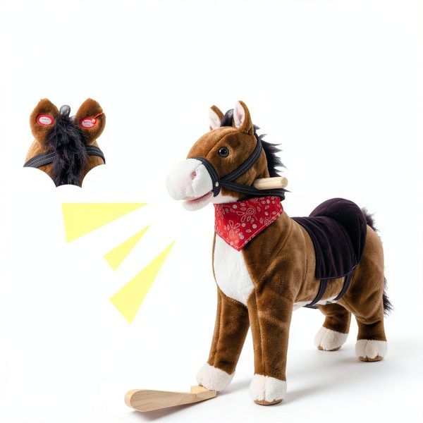 Rocking Horse Aosom Plush Red Scarf Kids Toy-3
