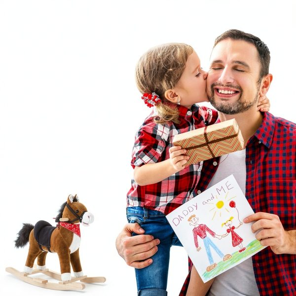 Rocking Horse Aosom Plush Red Scarf Kids Toy-5