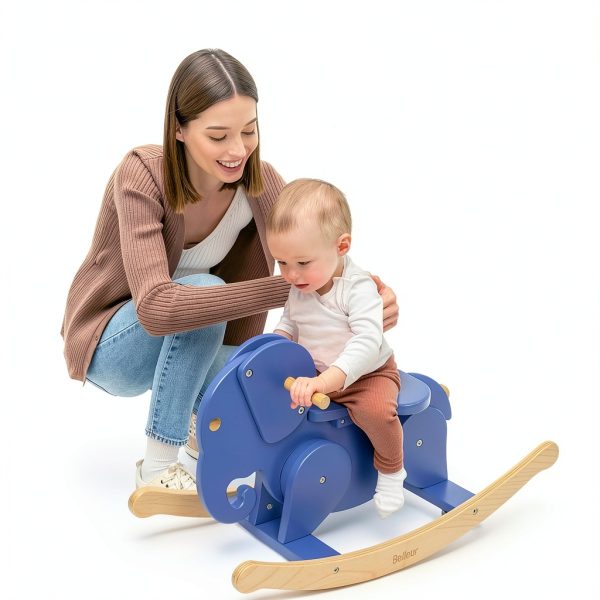 Belleur Wooden Rocking Horse - Blue Birch, Elephant Size-1