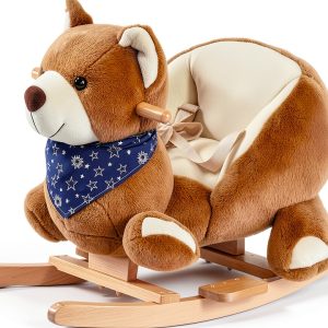 Rocking Horse Aosom 330-122 Toddler Velvet Bear with Lullaby-0