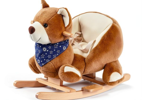 Rocking Horse Aosom 330-122 Toddler Velvet Bear with Lullaby-0