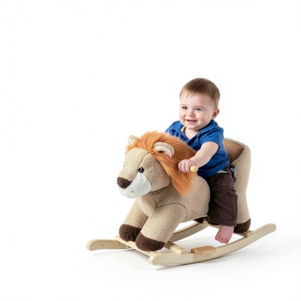 Lion Rocking Horse by Aosom Model 330-115 Plush Seat with Belt-2
