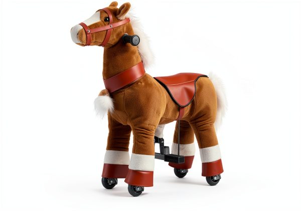 PONYEEHAW Small Brown Ride-On Horse for Kids 3-5 Years Durable Play-1