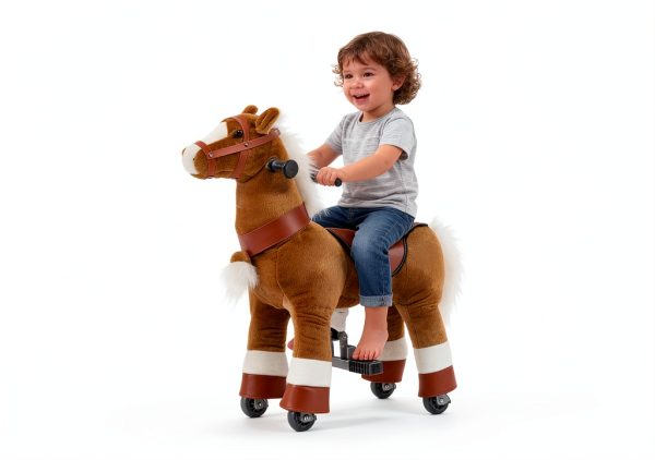 PONYEEHAW Small Brown Ride-On Horse for Kids 3-5 Years Durable Play-4