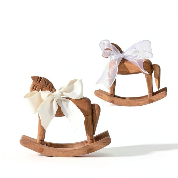 Generic Wooden Rocking Horse Toy Brown Art Deco Tabletop 7.5 Inch-1
