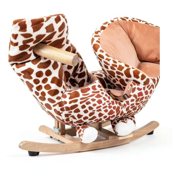 Rocking Giraffe Chair by Aosom Plush Fabric Lullaby Safety Handles-4