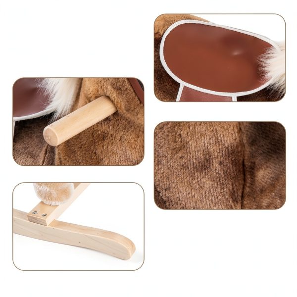 Wooden Rocking Horse Aosom 330-091 Soft Plush Body with Metal Frame-3