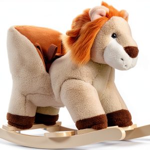 Lion Rocking Horse by Aosom Model 330-115 Plush Seat with Belt-0