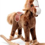 Wooden Rocking Horse Aosom 330-091 Soft Plush Body with Metal Frame-0