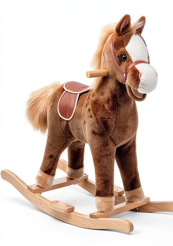 Wooden Rocking Horse Aosom 330-091 Soft Plush Body with Metal Frame-0