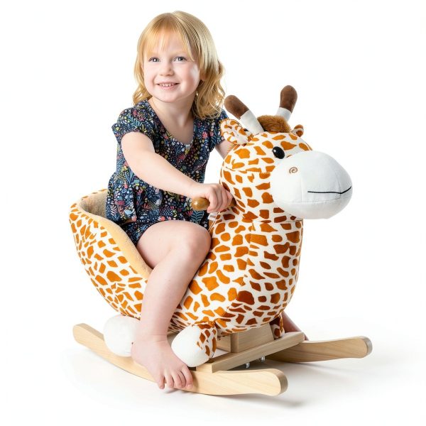 Rocking Giraffe Chair by Aosom Plush Fabric Lullaby Safety Handles-1