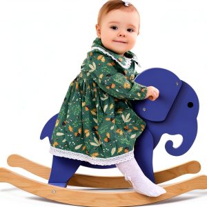 Belleur Wooden Rocking Horse - Blue Birch, Elephant Size-0