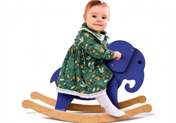 Belleur Wooden Rocking Horse - Blue Birch, Elephant Size-0