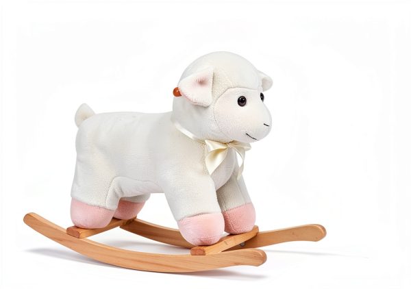 Rocking Horse Sheep Aosom Plush Pink Toy with Metal Frame-4