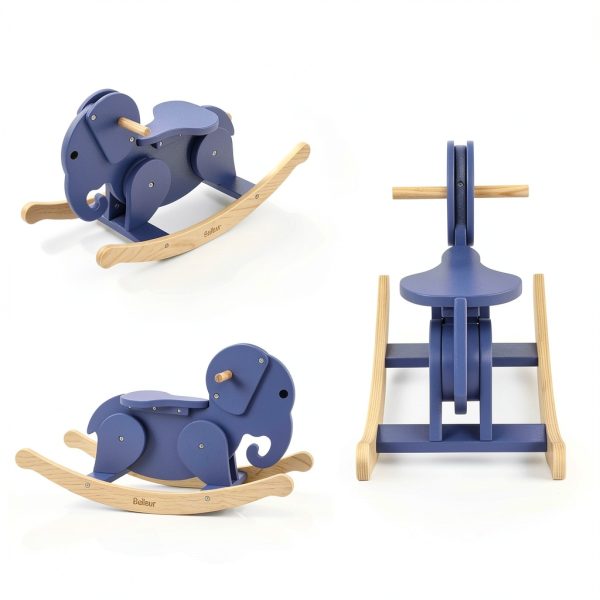 Belleur Wooden Rocking Horse - Blue Birch, Elephant Size-6