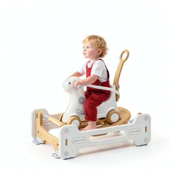 Aosom Alpaca 5-in-1 Rocking Horse Ride-On with Push Cart-1