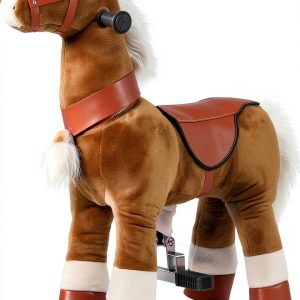 PONYEEHAW Small Brown Ride-On Horse for Kids 3-5 Years Durable Play-0