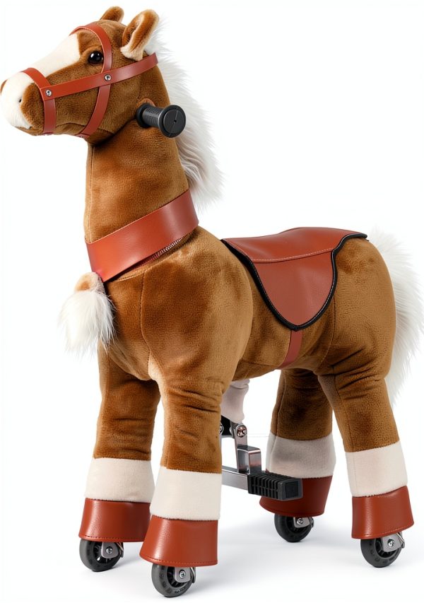 PONYEEHAW Small Brown Ride-On Horse for Kids 3-5 Years Durable Play-0
