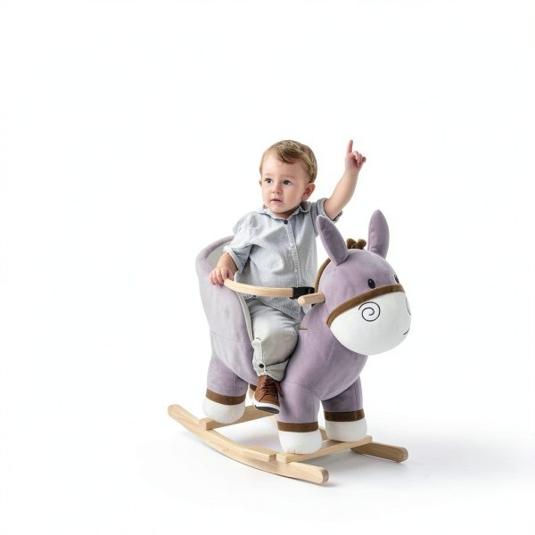 Donkey Rocking Horse by Aosom 330-110 Plush Seat Sturdy Metal Frame-1