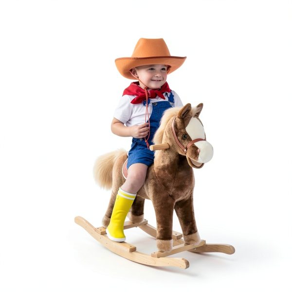 Wooden Rocking Horse Aosom 330-091 Soft Plush Body with Metal Frame-1