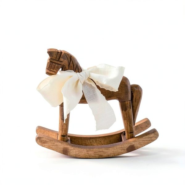 Generic Wooden Rocking Horse Toy Brown Art Deco Tabletop 7.5 Inch-3