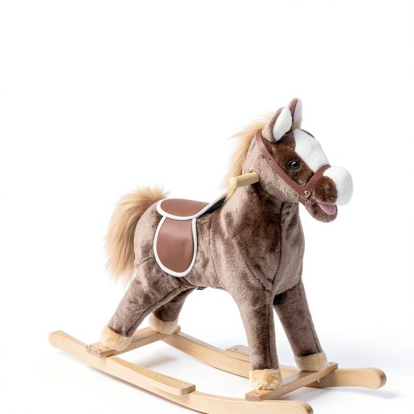 Wooden Rocking Horse Aosom 330-091 Soft Plush Body with Metal Frame-4