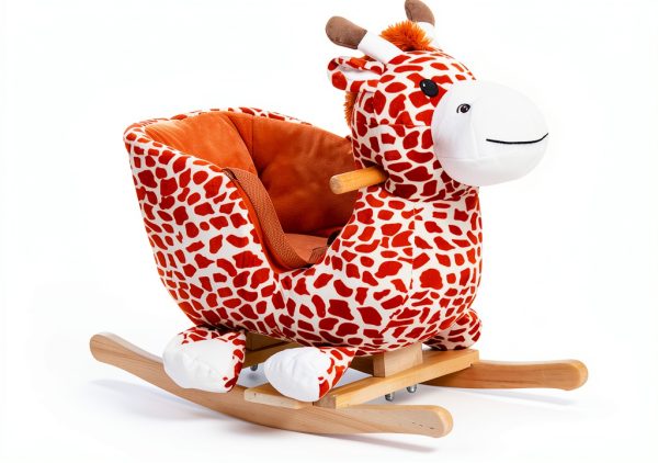 Rocking Giraffe Chair by Aosom Plush Fabric Lullaby Safety Handles-6