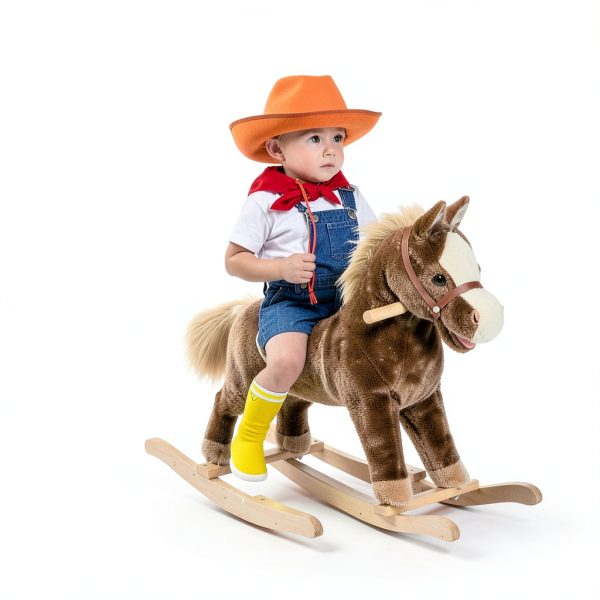 Wooden Rocking Horse Aosom 330-091 Soft Plush Body with Metal Frame-2