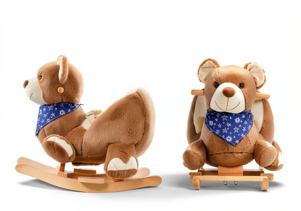 Rocking Horse Aosom 330-122 Toddler Velvet Bear with Lullaby-4