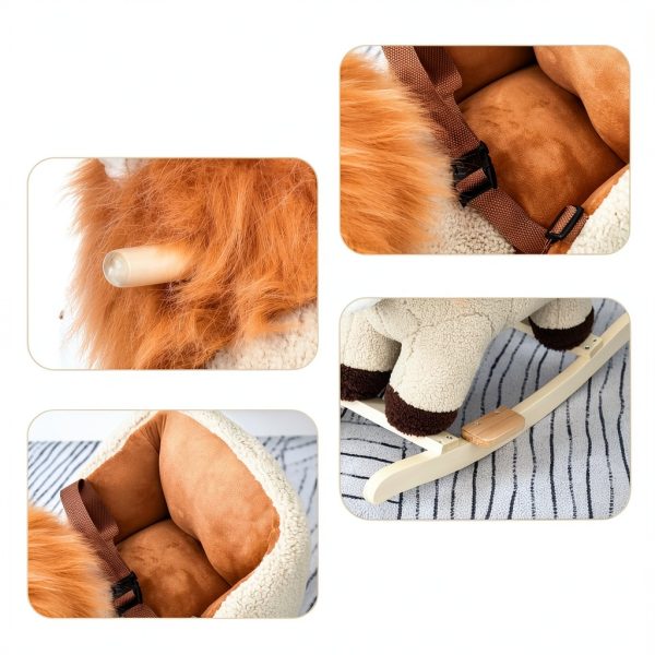 Lion Rocking Horse by Aosom Model 330-115 Plush Seat with Belt-4
