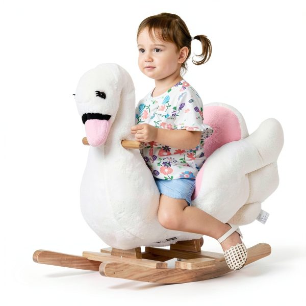 Aosom Rocking Swan Baby Rocker with Plush Cover and Music Model-1