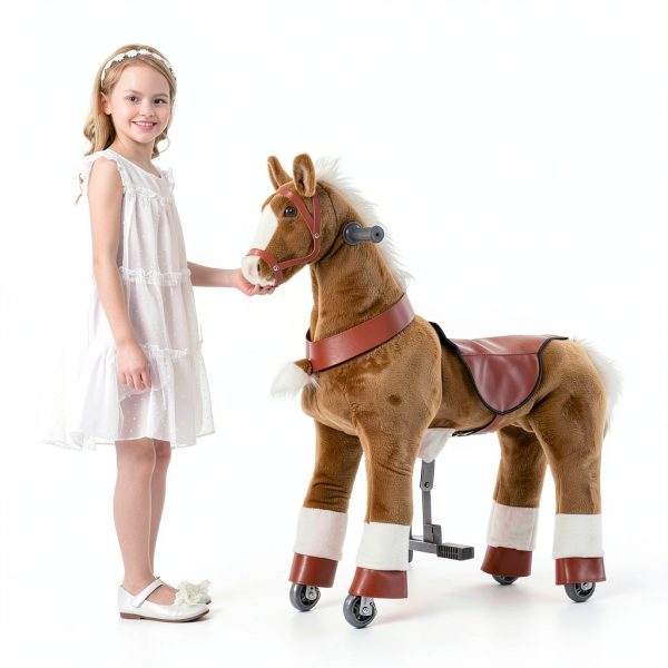 PONYEEHAW Small Brown Ride-On Horse for Kids 3-5 Years Durable Play-7