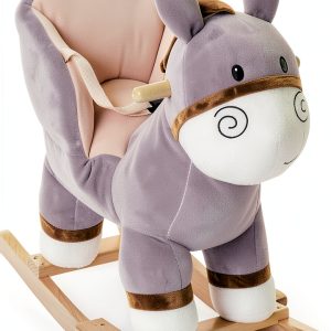 Donkey Rocking Horse by Aosom 330-110 Plush Seat Sturdy Metal Frame-0
