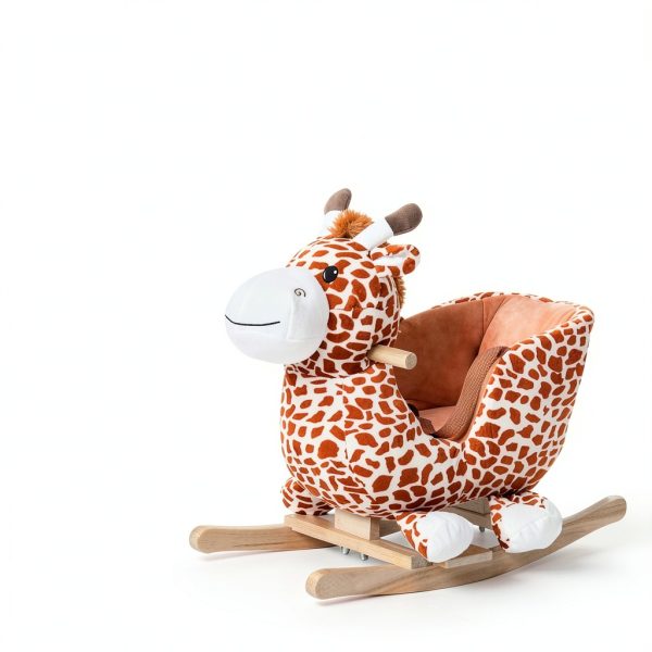 Rocking Giraffe Chair by Aosom Plush Fabric Lullaby Safety Handles-5