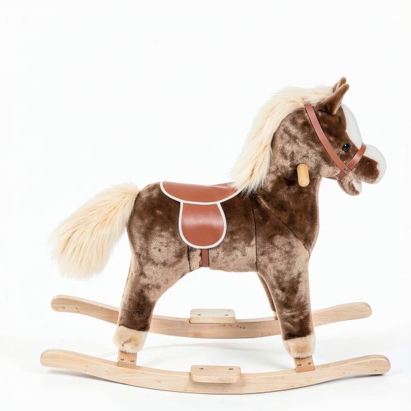 Wooden Rocking Horse Aosom 330-091 Soft Plush Body with Metal Frame-5