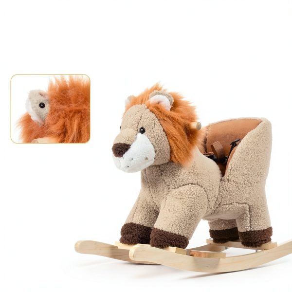 Lion Rocking Horse by Aosom Model 330-115 Plush Seat with Belt-5