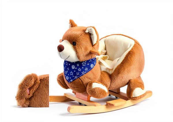 Rocking Horse Aosom 330-122 Toddler Velvet Bear with Lullaby-3