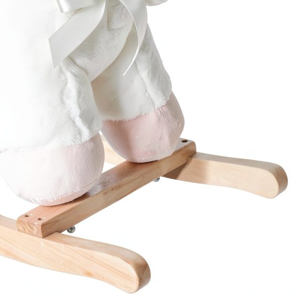Rocking Horse Sheep Aosom Plush Pink Toy with Metal Frame-7