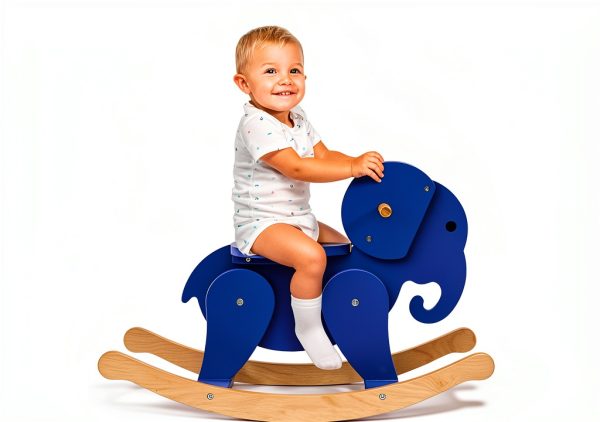 Belleur Wooden Rocking Horse - Blue Birch, Elephant Size-2