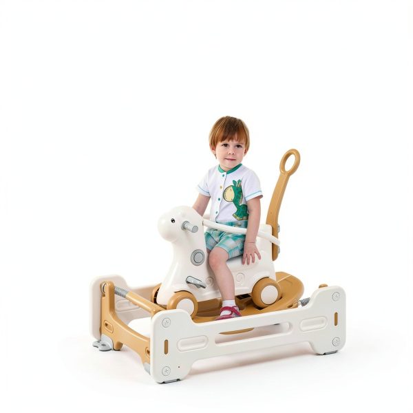 Aosom Alpaca 5-in-1 Rocking Horse Ride-On with Push Cart-3