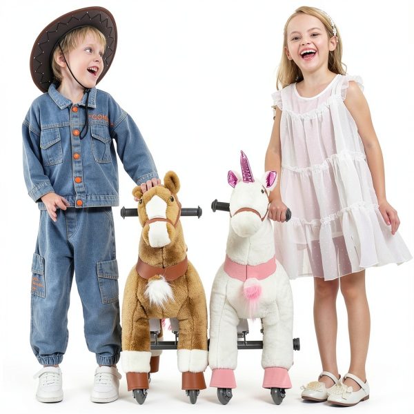 PONYEEHAW Small Brown Ride-On Horse for Kids 3-5 Years Durable Play-5