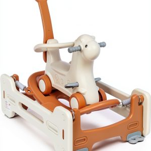 Aosom Alpaca 5-in-1 Rocking Horse Ride-On with Push Cart-0