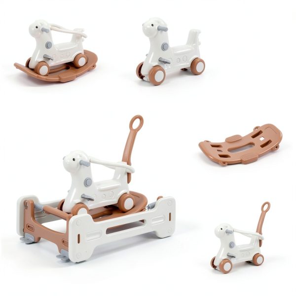 Aosom Alpaca 5-in-1 Rocking Horse Ride-On with Push Cart-2