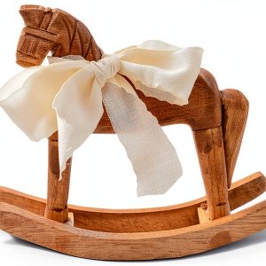 Generic Wooden Rocking Horse Toy Brown Art Deco Tabletop 7.5 Inch-0