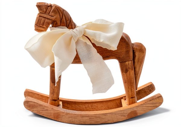 Generic Wooden Rocking Horse Toy Brown Art Deco Tabletop 7.5 Inch-0