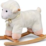 Rocking Horse Sheep Aosom Plush Pink Toy with Metal Frame-0