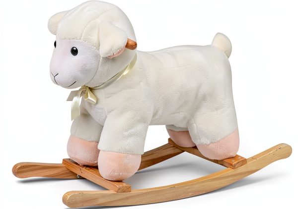 Rocking Horse Sheep Aosom Plush Pink Toy with Metal Frame-0