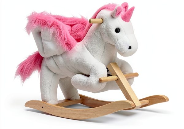 Qaba Unicorn Baby Rocking Horse Toy for Kids with Lullaby Song, Plush Ride on Horse with Heavy-Duty Support System, Interactive Toy Pretend Play Toy for Toddlers 18-36 Months-6
